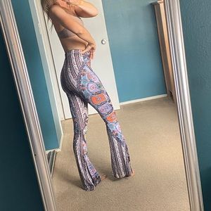 High waisted stretch festival bell bottoms sz sm